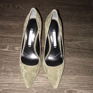 Charles David suede olive green heels